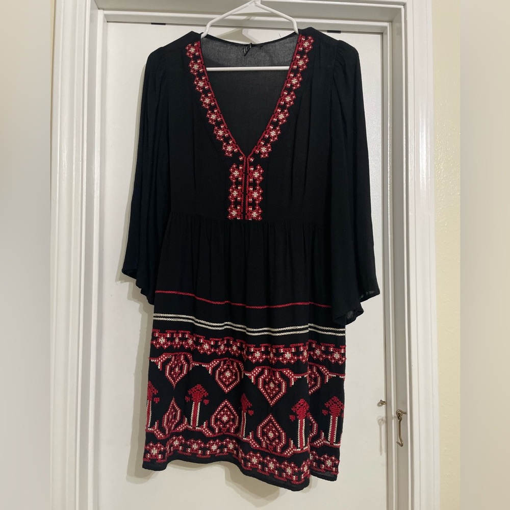 Black 3/4 Sleeve Western Dress